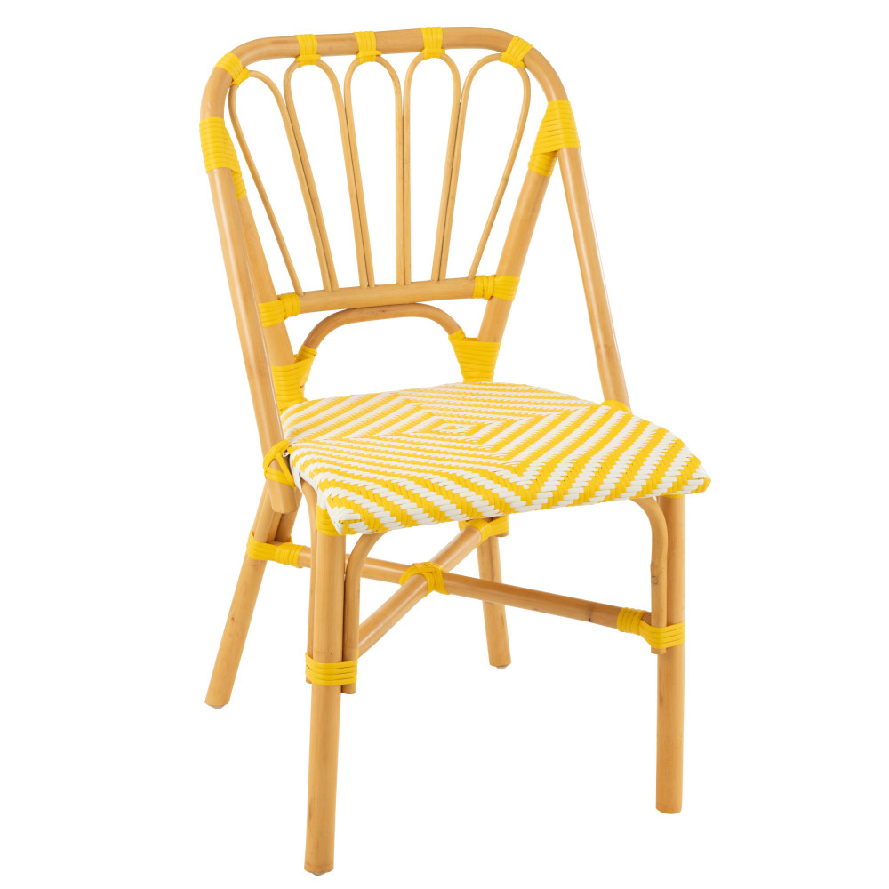 Chaise Rotin Jaune/Blanc 