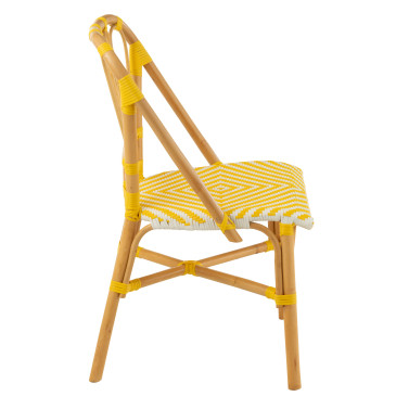 Chaise Rotin Jaune/Blanc 