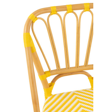 Chaise Rotin Jaune/Blanc 