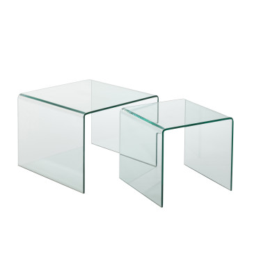 Set de 2 Table Gigogne Verre Transparent 