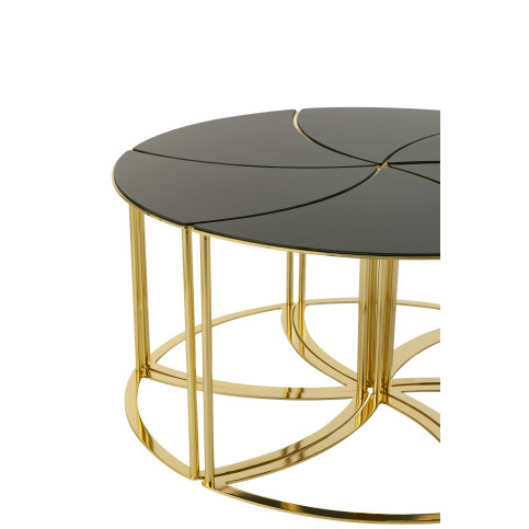Set de 6 Table Tornado Or Metal/Mdf/Verre 