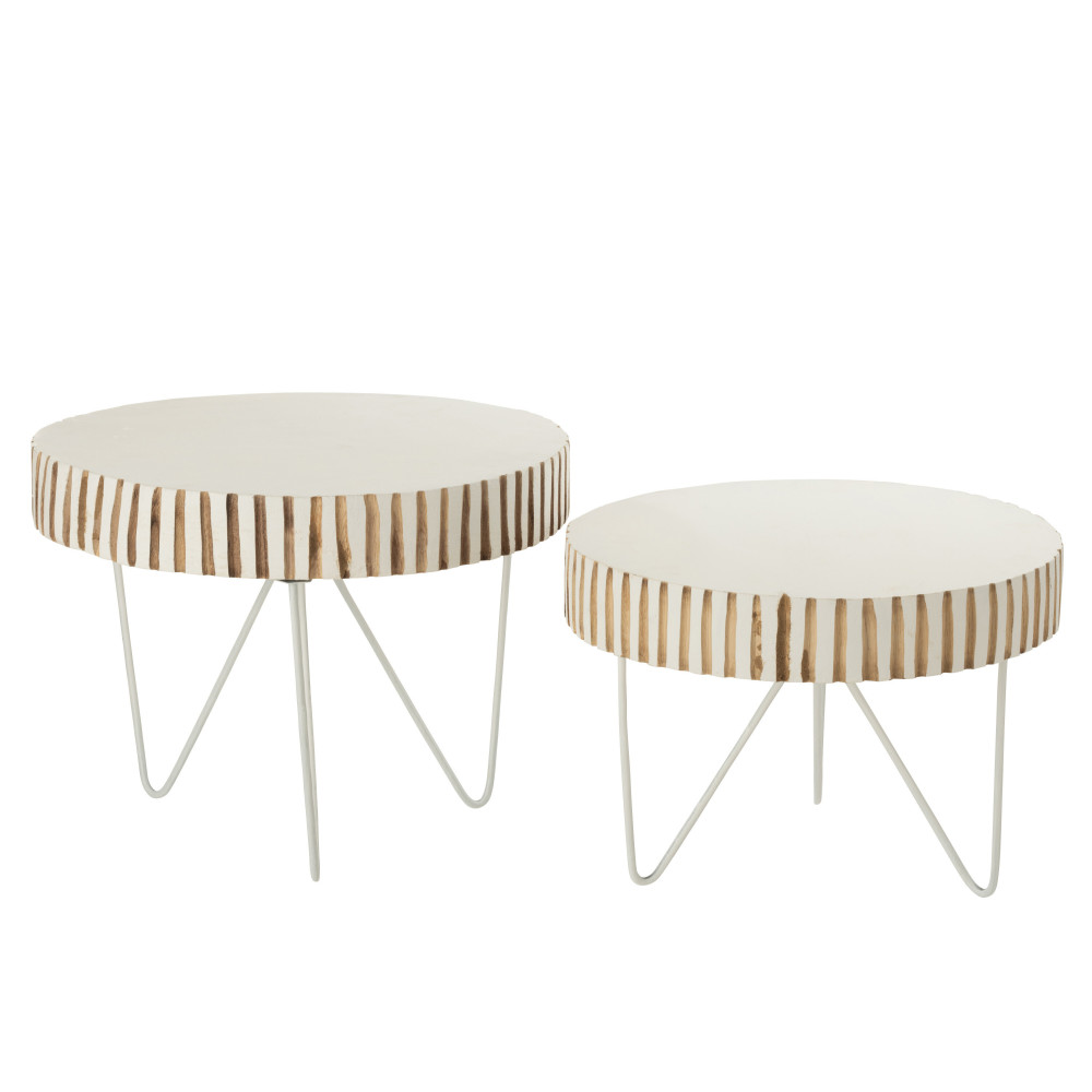 Set 2 Tables Ying Bois Metal Blanc 