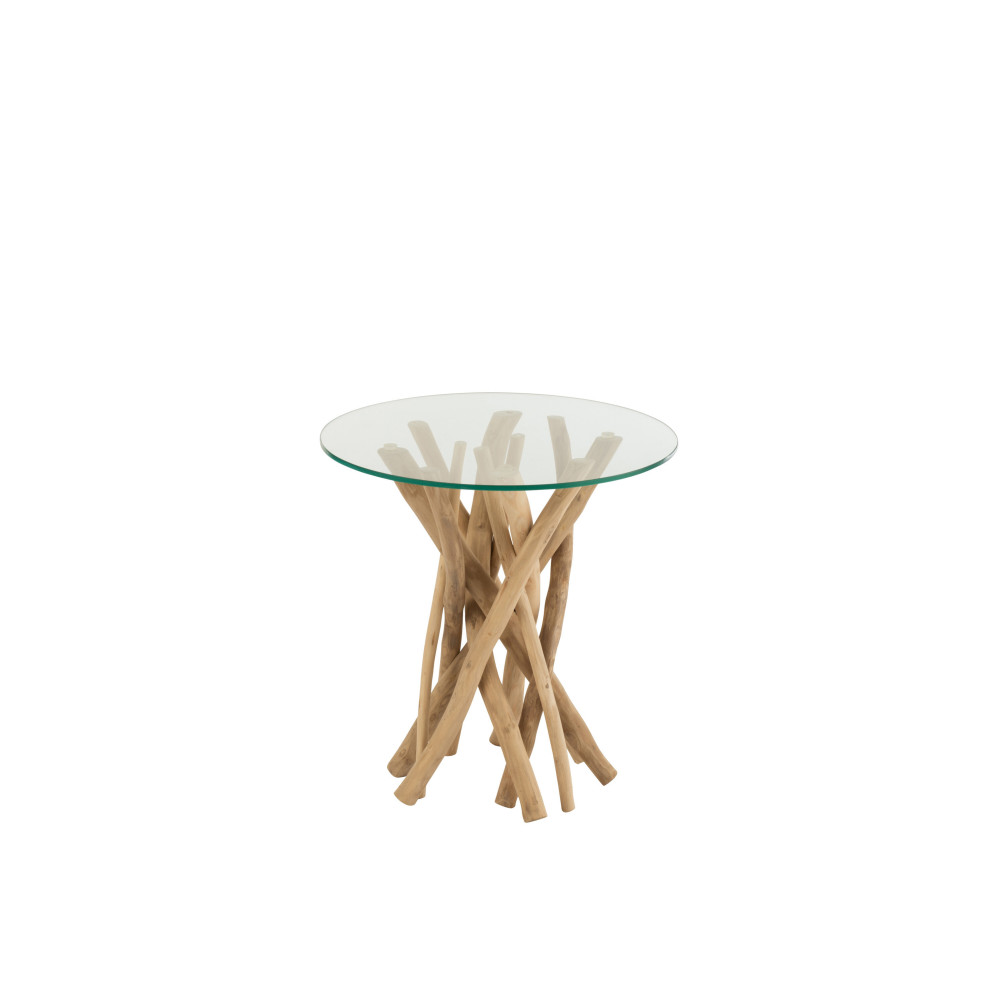 Table de Salon Branches Teck Naturel/Verre Large 