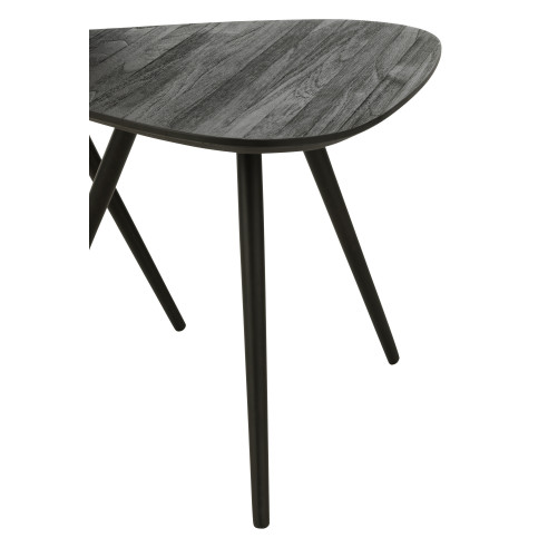 Set de 2 Tables Triangulaire Teck Recycle Noir 