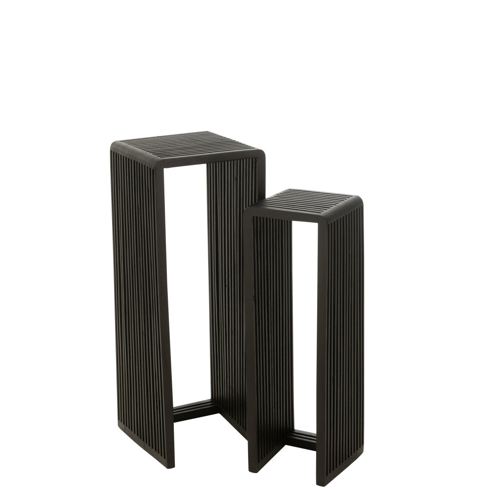 Set de 2 Tables d’appoint Cubiques Teck Recycle Noir 