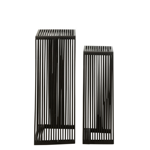 Set de 2 Tables d’appoint Cubiques Teck Recycle Noir 