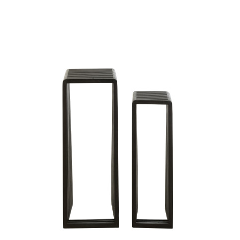 Set de 2 Tables d’appoint Cubiques Teck Recycle Noir 