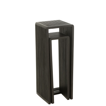 Set de 2 Tables d’appoint Cubiques Teck Recycle Noir 