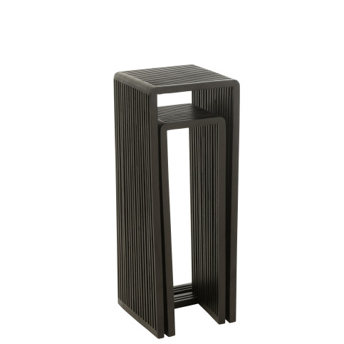 Set de 2 Tables d’appoint Cubiques Teck Recycle Noir 