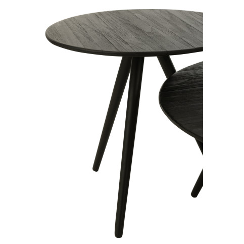 Set de 4 Tables Rondes Teck Recycle Noir 