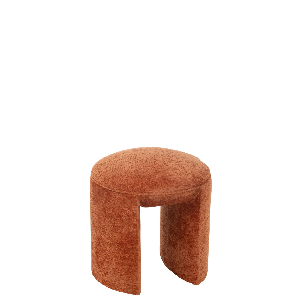 Tabouret Rond Textile Orange Rouille 