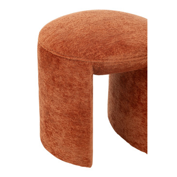 Tabouret Rond Textile Orange Rouille 