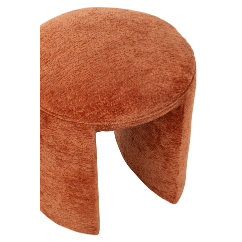 Tabouret Rond Textile Orange Rouille 