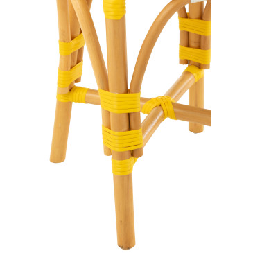 Tabouret Rotin Jaune/Blanc Small 