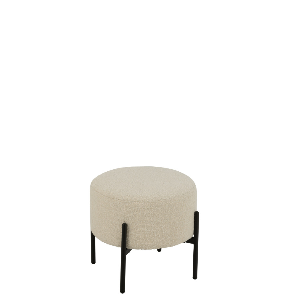 Tabouret Boucle Contreplaque/Polyester Blanc/Noir 