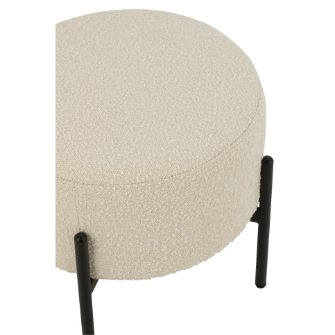 Tabouret Boucle Contreplaque/Polyester Blanc/Noir 
