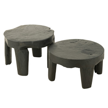 Set de 2 Tables Rondes Tek Noir 