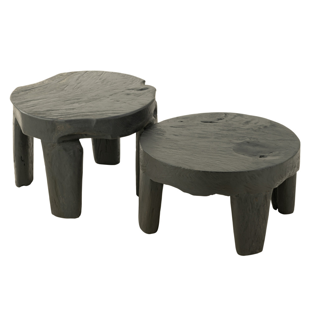 Set de 2 Tables Rondes Tek Noir 