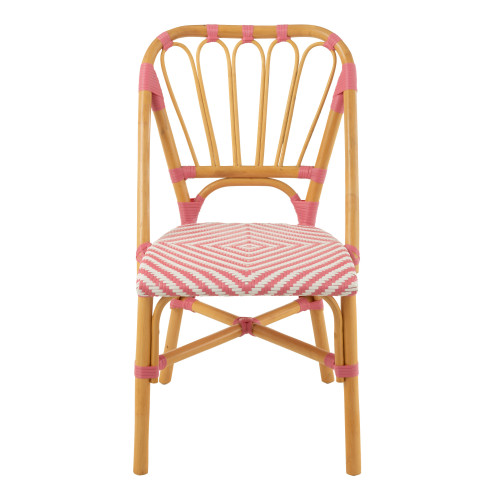 Chaise Rotin Rose/Blanc 