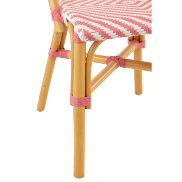 Chaise Rotin Rose/Blanc 