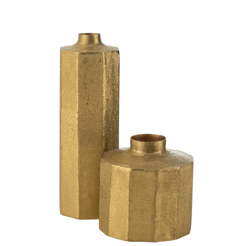 Vase Octogone Metal Or Large 