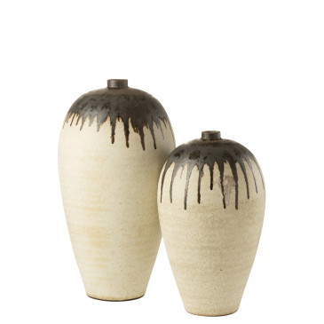 Vase Lombok Ceramique Beige/Brun Large 