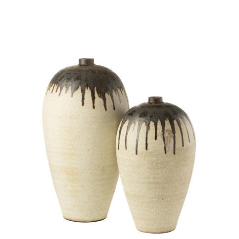 Vase Lombok Ceramique Beige/Brun Large 