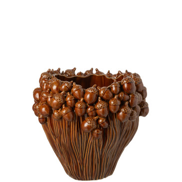 Vase Karpo Irrégulier Grès Marron Large 