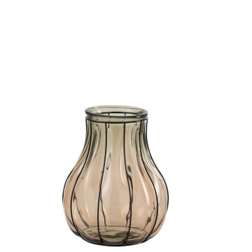 Vase Fusion Verre/Metal Taupe Small 