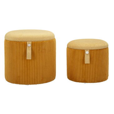 Poufs en Mdf et Tissu, Jaune Style Moderne 