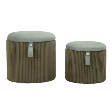 Poufs en Tissu et Mdf, Vert Style Moderne 