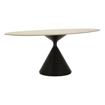 Table Basse en Mdf Crème et Noir Style Moderne 