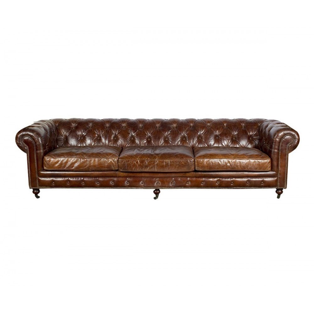 Canapé Marron en cuir 4 places Chesterfield Chicago | www.cosy-home-design.fr