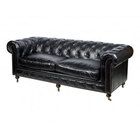 Canapé Noir en cuir 3 places Chesterfield Chicago | www.cosy-home-design.fr