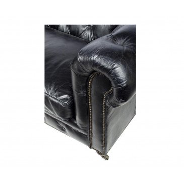 Canapé Noir en cuir 3 places Chesterfield Chicago | www.cosy-home-design.fr