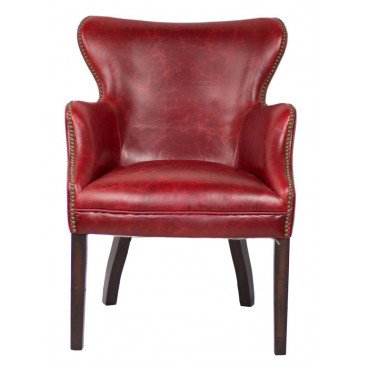 Fauteuil rouge cuir Connor  | www.cosy-home-design.fr