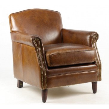 Fauteuil marron cuir Normandie  | www.cosy-home-design.fr