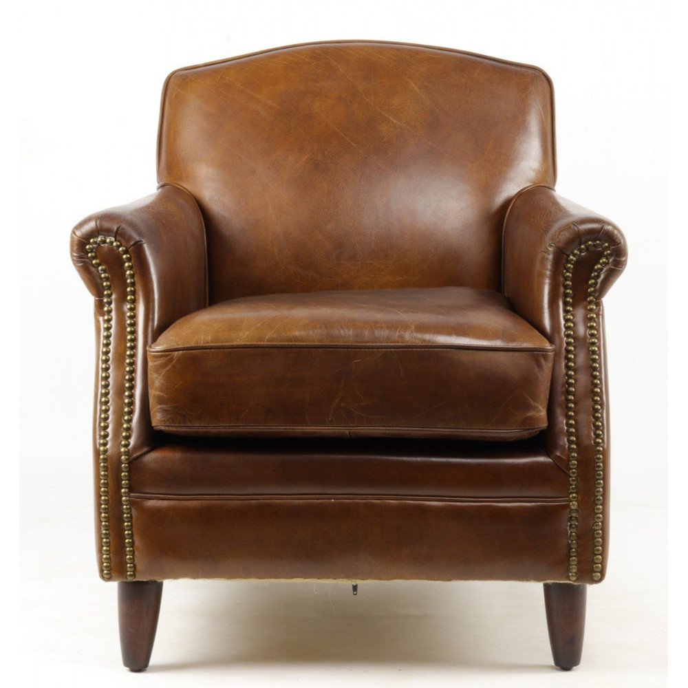 Fauteuil marron cuir Normandie  | www.cosy-home-design.fr