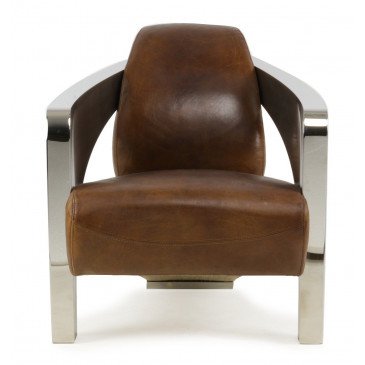 Fauteuil marron cuir Luton  | www.cosy-home-design.fr