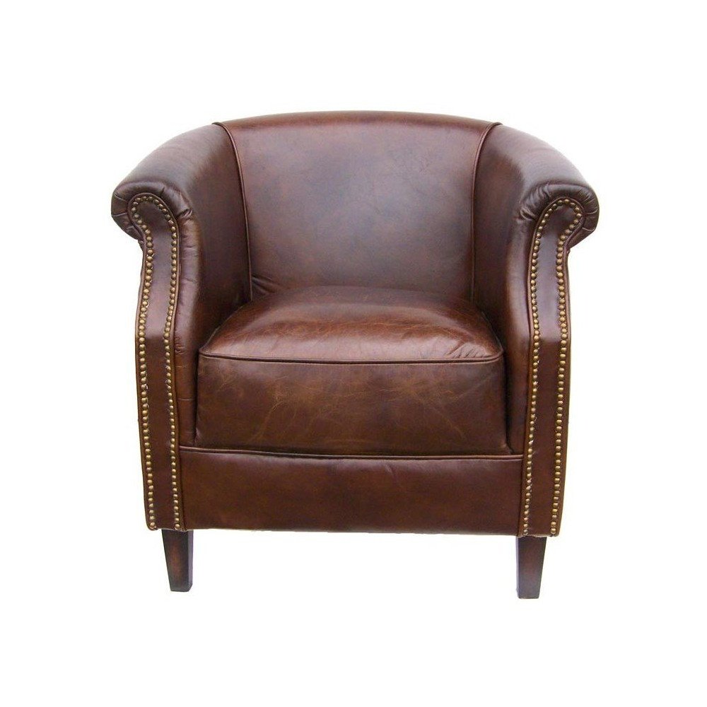 Fauteuil marron cuir Walton  | www.cosy-home-design.fr