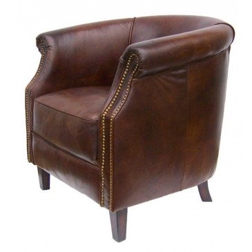 Fauteuil marron cuir Walton  | www.cosy-home-design.fr