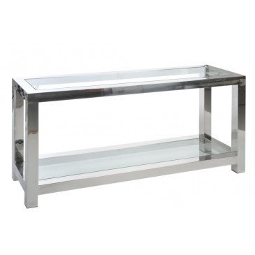 Console Acier Inoxydable/Verre Argent | www.cosy-home-design.fr