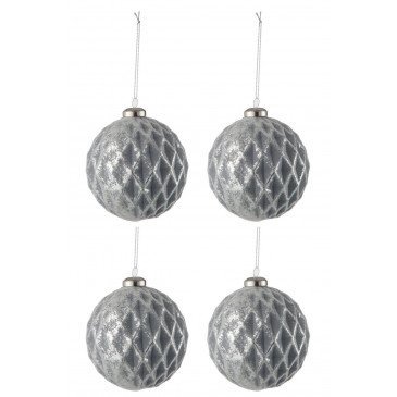 Boite de 4 Boules de Noël en Verre Grises | www.cosy-home-design.fr