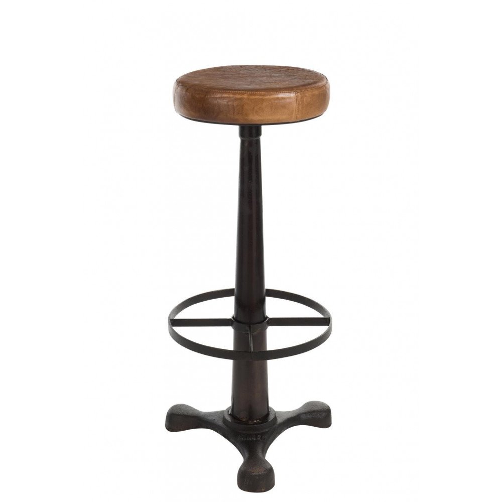 Tabouret Cuir/Métal Cognac | www.cosy-home-design.fr