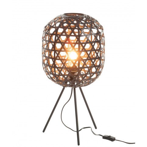 Lampe de Bureau Trépied Rond Bambou/Métal Noir | www.cosy-home-design.fr