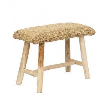 Banc Bohème Chic Naturel en Bois de Teck, Raphia  | www.cosy-home-design.fr