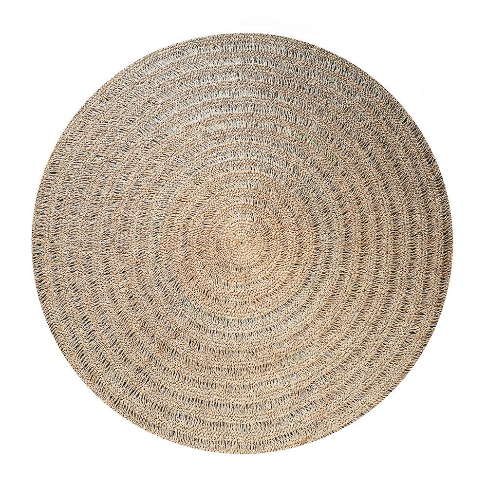 Tapis Bohème Chic Naturel en Raphia, Agave, Palmier 150cm  | www.cosy-home-design.fr