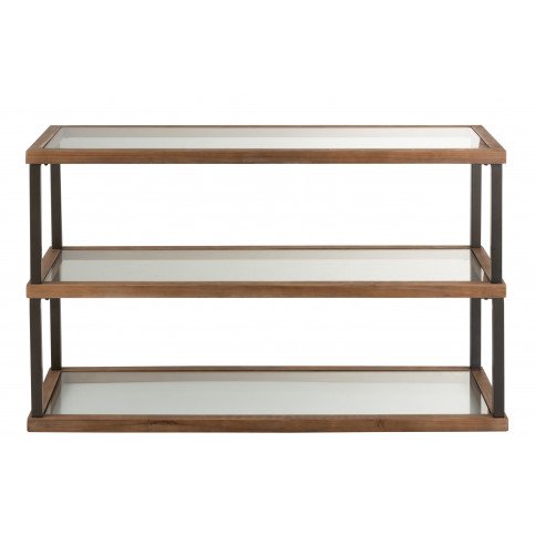 Console 3 Niveaux Verre/Bois Marron 