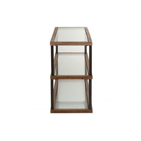 Console 3 Niveaux Verre/Bois Marron 