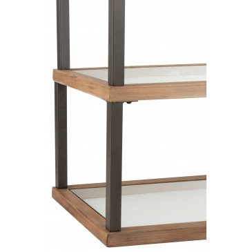 Console 3 Niveaux Verre/Bois Marron 